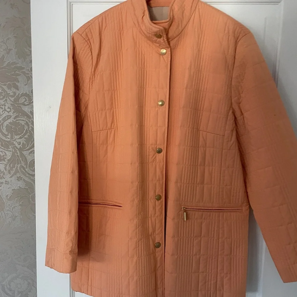 Women's Peach Quilted Jacket Basler 42 12 xl Barn Coat - Picture 2 of 11